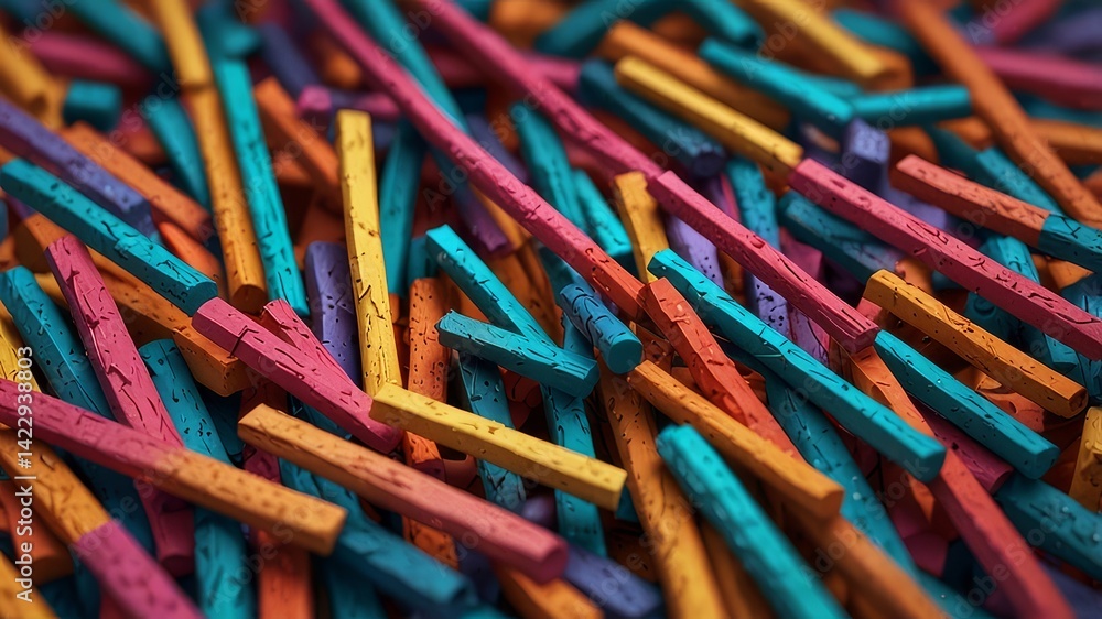 The colorful small sticks assembled randomly The colorful small sticks assembled randomly