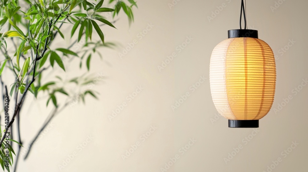 Obraz premium Warm Lantern with Bamboo Greenery