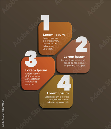 Modern Infographic Design with Four Numbered Steps and Gradient Background