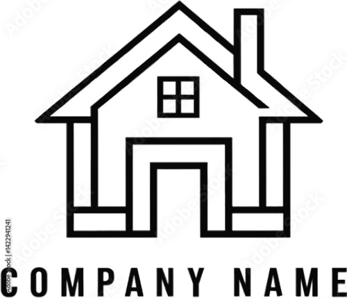 Simple Line Art Home Icon for Real Estate or Design Projects. A clean minimalist line art illustration of a house