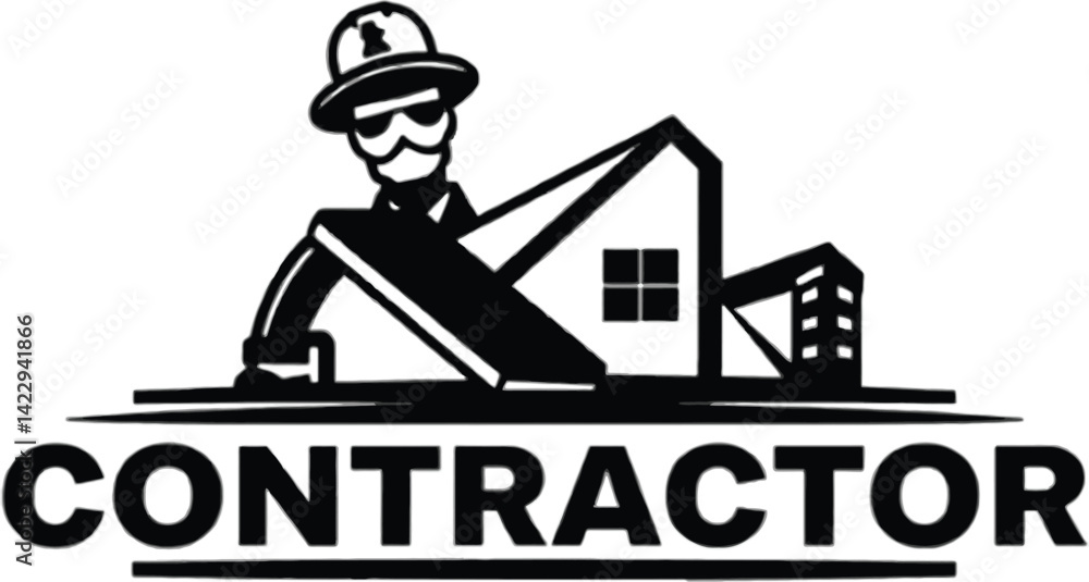 Simple line art illustration of a contractor. This minimalist line art graphic features a stylized figure of a contractor likely a construction worker Simple line art illustration of a contractor. This minimalist line art graphic features a stylized figure of a contractor likely a construction worker