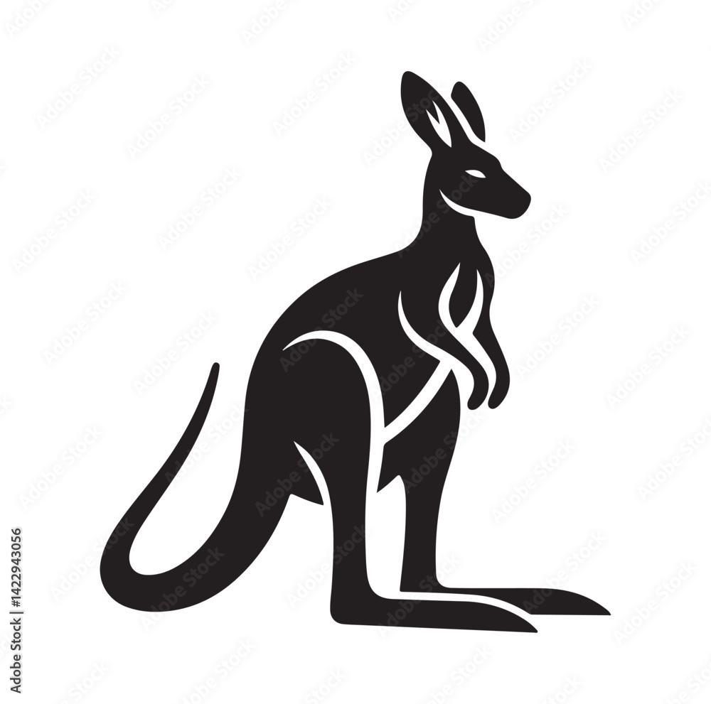 Obraz premium A Kangaroo silhouette vector illustration