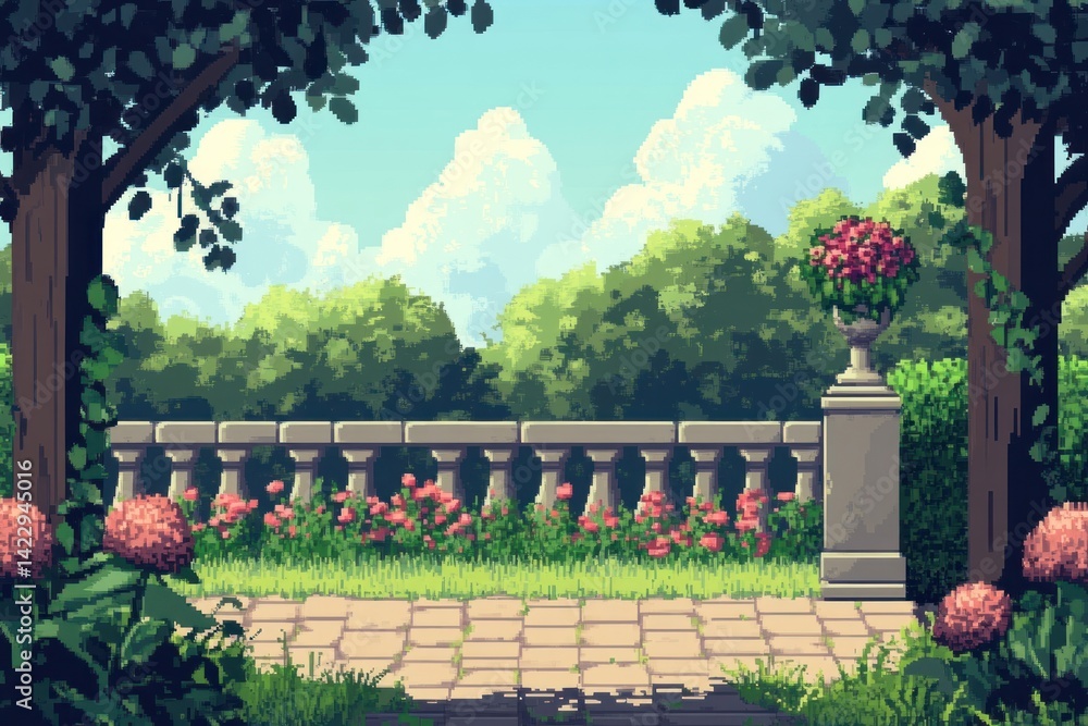 Garden illustration landscape outdoors.