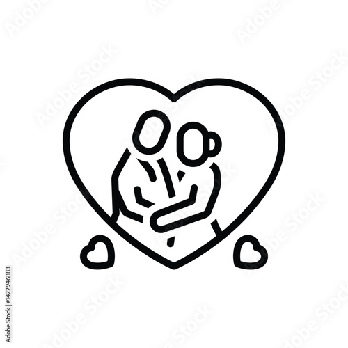 Black line icon for romance