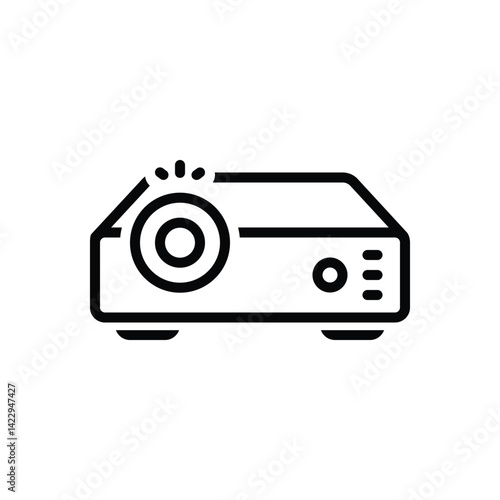 Black line icon for video projector
