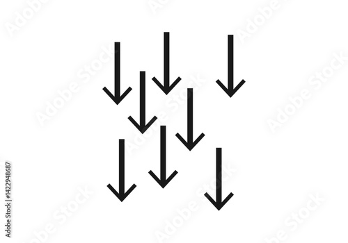 Flechas negras hacia abajo en caída
