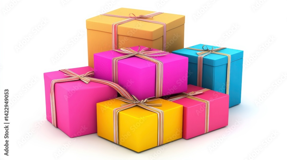 Naklejka premium Colorful Gift Boxes on a White Background