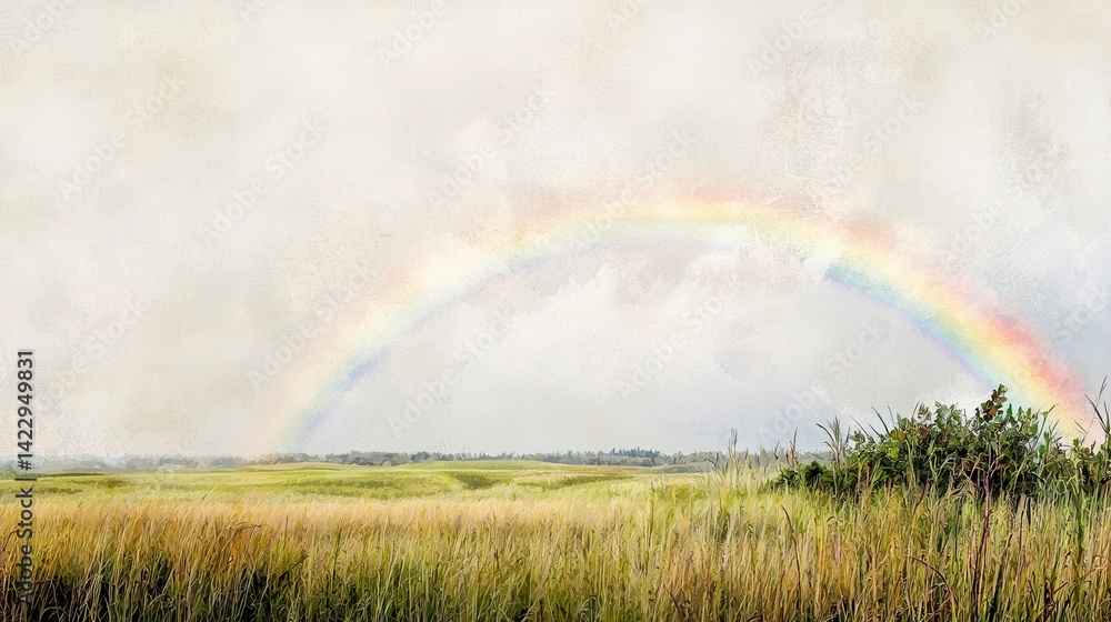 Serene Landscape with Rainbow Serene Landscape with Rainbow