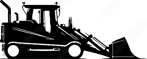 Silhouettes of Various Construction and Heavy Machinery on White Background