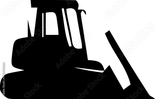 Silhouettes of Various Construction and Heavy Machinery on White Background
