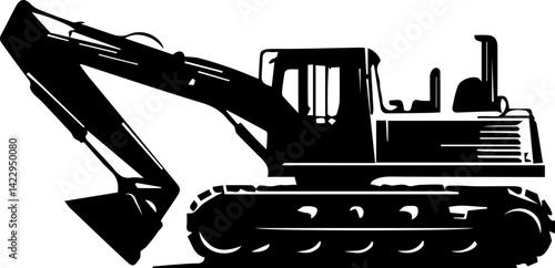 Silhouettes of Various Construction and Heavy Machinery on White Background