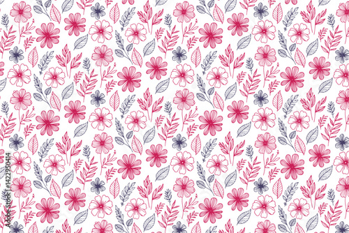 seamless line floral pattern inspired by ornamental foliage for surface pattern design women apparel and tabletop linens

