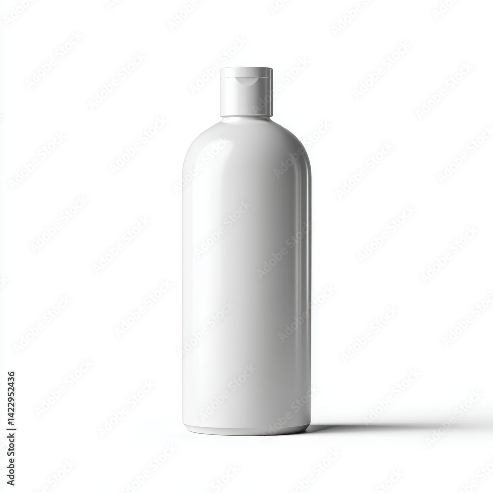 White Plastic Bottle Mockup on White Background White Plastic Bottle Mockup on White Background