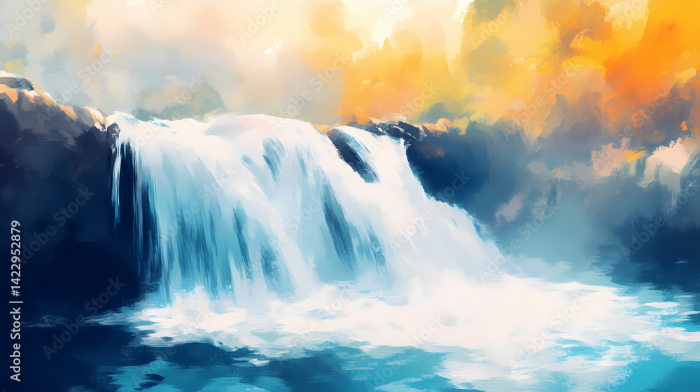 Fototapeta premium Tranquil nature photography captures serene energy, peaceful landscapes inspiring spiritual flow and calm. Quietude Flow. Illustration