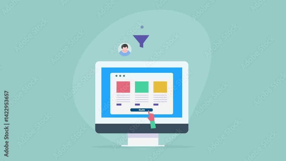 Website conversion using digital marketing sales funnel, increase customer click rate and business generates revenue concept. Website conversion using digital marketing sales funnel, increase customer click rate and business generates revenue concept.
