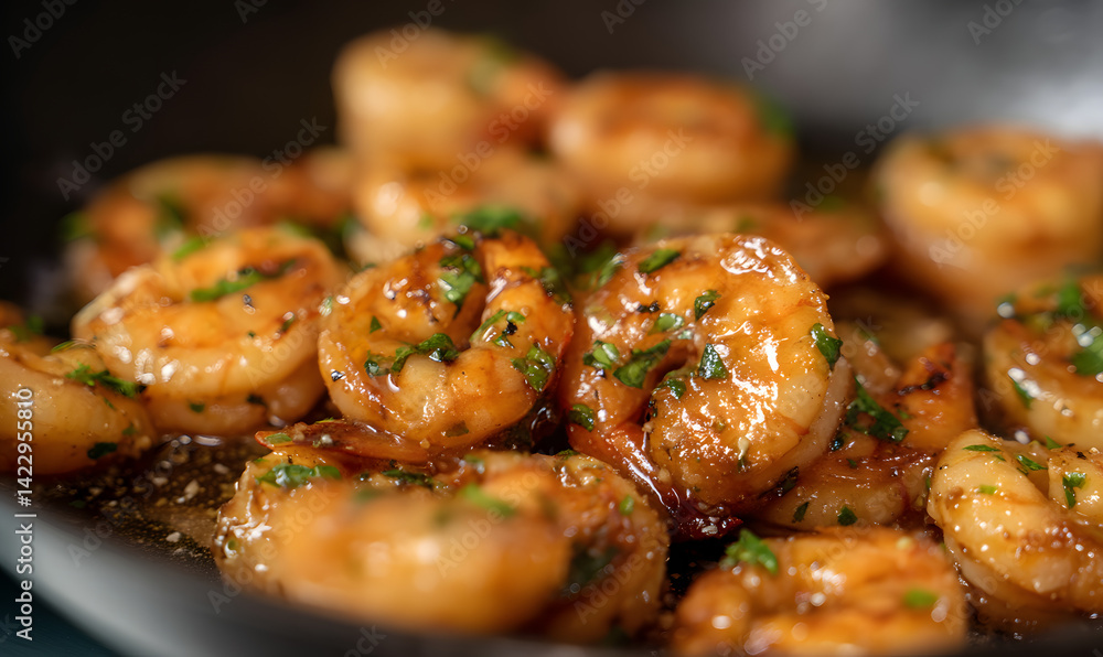 mouthwatering Honey Garlic Shrimp Skillet, Generative AI mouthwatering Honey Garlic Shrimp Skillet, Generative AI