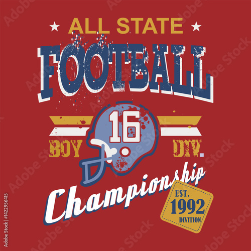 football with championships typography design for graphics wall, poster, t-shirt