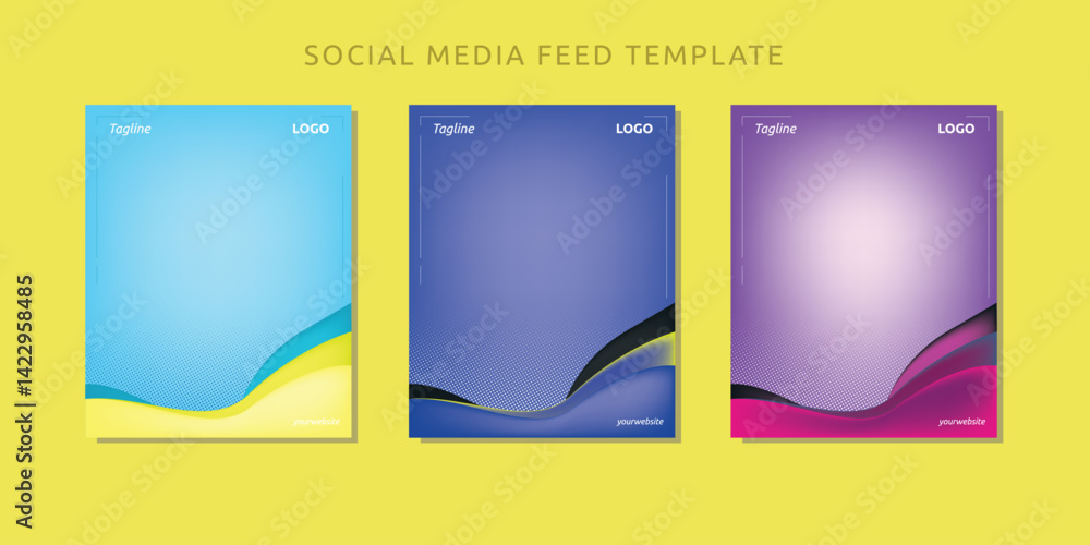 Naklejka premium Social Media Feed Template. set of post banner mockup