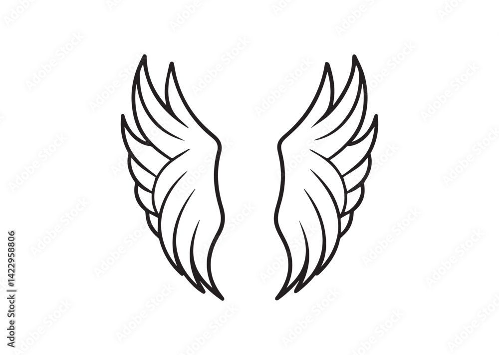 Fototapeta premium Angel Wing Silhouette Vector