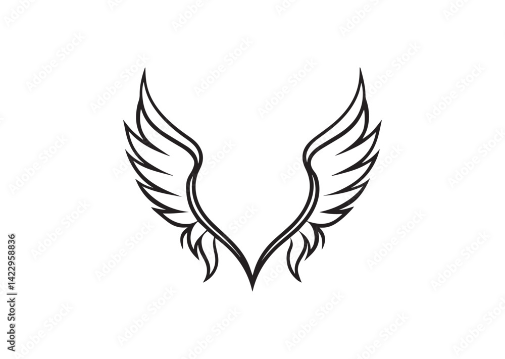 Obraz premium Angel Wing Silhouette Vector