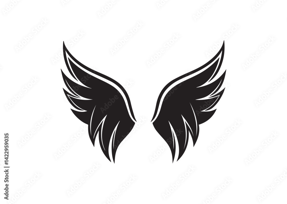 Obraz premium Angel Wing Silhouette Vector