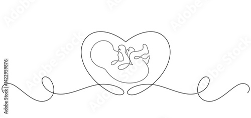 baby foetus line art vector illustration. children's day elements celebration