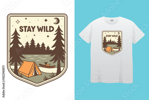 Starry night camping t shirt Design. Vector t shirt Design.