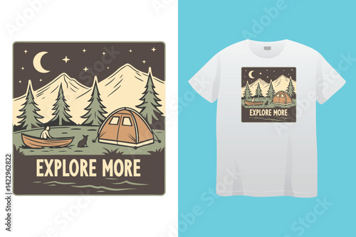 Starry night camping t shirt Design. Vector t shirt Design.