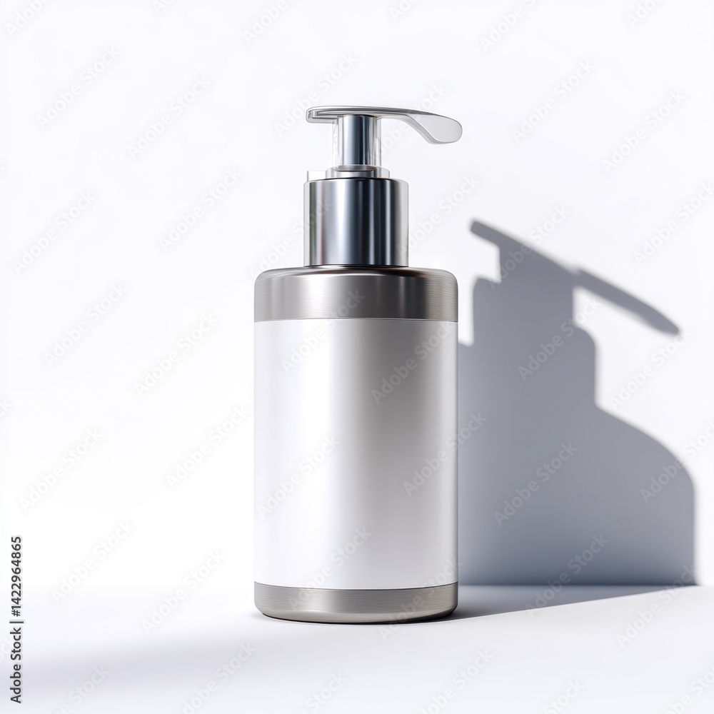 Fototapeta premium Silver Dispenser Bottle: Minimalist Beauty Product