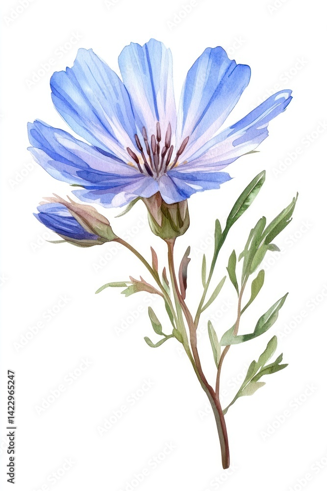 Obraz premium A Chicory flower wildflower art illustration watercolor.