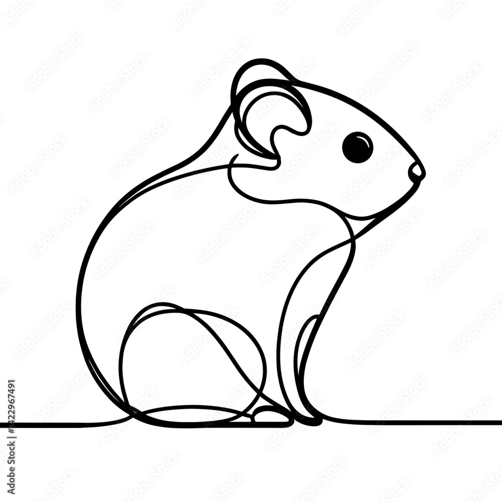 Sitting mouse in minimalist line style Sitting mouse in minimalist line style