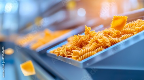 Wallpaper Mural Production Line Featuring Freshly Made Pasta Varieties Including Rotini and Lasagna Sheets Torontodigital.ca