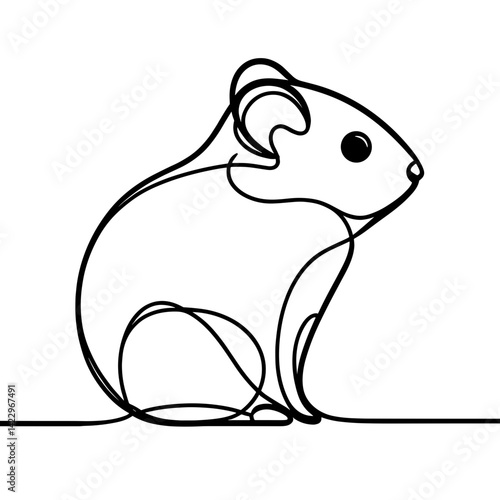 Sitting mouse in minimalist line style