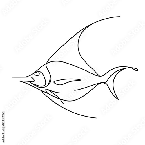 Marlin fish in sharp line vector style