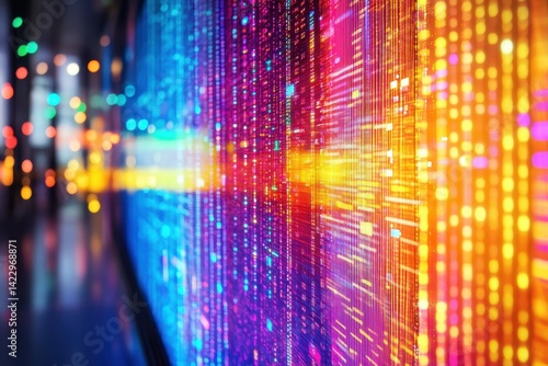 Wallpaper Mural Abstract colorful background with bokeh lights and vertical lines. Good for illustrating data streams, big data, or digital technology. Torontodigital.ca