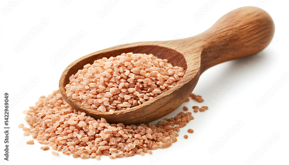 Uncooked brown rice and scoop on white Uncooked brown rice and scoop on white