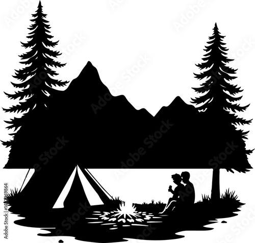 Adventure Outdoor Silhouette Vector Bundle | Hiking, Biking, Off-road & Vanlife vector  