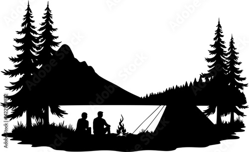 Adventure Outdoor Silhouette Vector Bundle | Hiking, Biking, Off-road & Vanlife vector  
