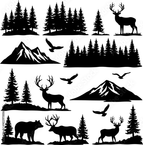 Adventure Outdoor Silhouette Vector Bundle | Hiking, Biking, Off-road & Vanlife vector  