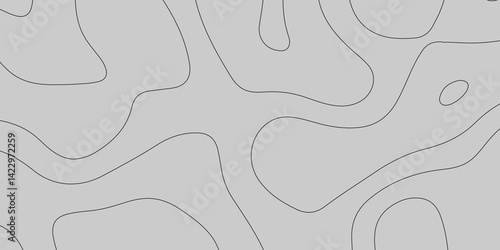  black and white vector illustration of abstract topographic contour lines. The lines should vary in shape and form irregular closed loops, simulating elevation patterns. Use smooth, continuo