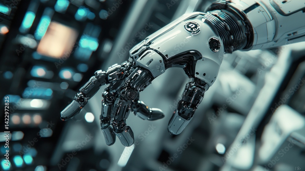 Fototapeta premium Futuristic Robotic Hand: Precision Engineering and Technological Marvel