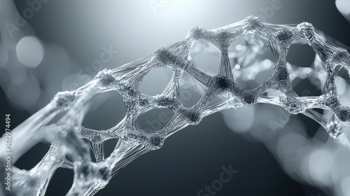 Breathtaking Close-Up View of Nano Fiber Network Weaving Intricate Patterns in a Dynamic and Ethereal Abstract Background
