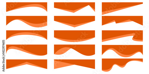 Abstract curved border shapes for header design. Vector divider sections isolated on white background. Website page bottom templates. Wavy elements and separators for webpage and site menu.