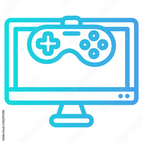 Computer monitor and video game controller setup, great for gaming or technology concept designs in blog posts, social media, or presentations.