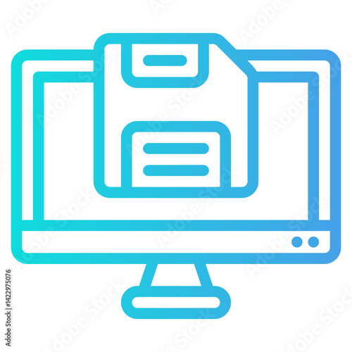 Floppy disk inserted into a computer monitor, vintage tech concept, data transfer, storage, old technology, electronic equipment, IT.