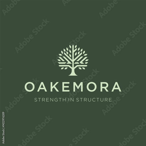 Geometric Oak Tree Logo – Bold oak tree formed with abstract geometric elements.