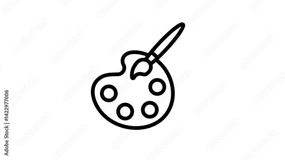 Animated paintbrush poised above a vibrant palette Animated paintbrush poised above a vibrant palette