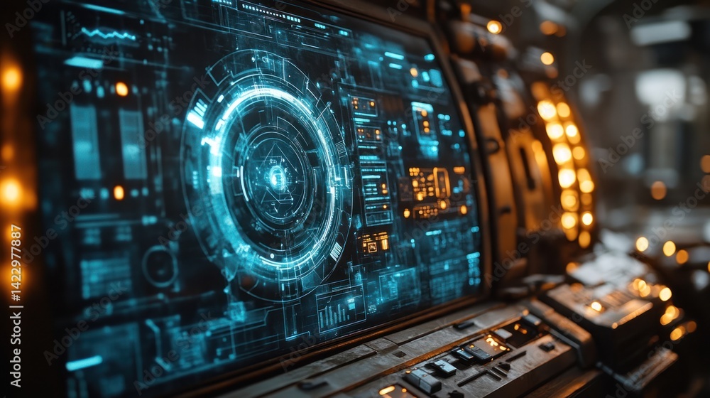 Obraz premium Futuristic Technology Interface: Sci-fi Control Panel Display