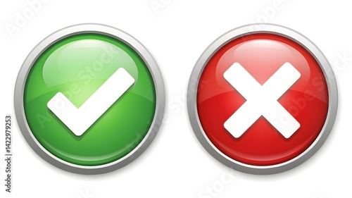 White background set of tick and cross icon designs