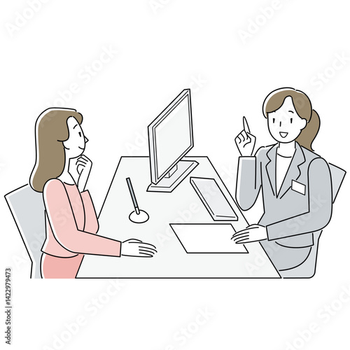 窓口で相談する女性と応対する女性職員